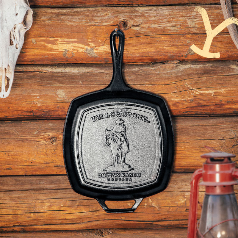 Yellowstone® 10.5 Inch Square Seasoned Cast Iron Cowboy Grill Pan